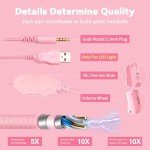 Jimonyer Gaming Headset for PC/PS4/PS5/Xbox One/Switch, Stereo Surround Sound Gaming Headphones with Noise Canceling Flexible Mic, Computer Headset with 3.5mm Jack & RGB Light(Pink)