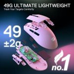 Redragon M916 PRO 3-Mode Wireless Gaming Mouse, 49G Ultra-Light 26K DPI Mouse w/Ergonomic Natural Grip Build, Full Programmable Buttons, Software Supports DIY Keybinds & DPI (1K Hz, Pink)