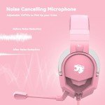 IMYB A88 Gaming Headset with Microphone, Stereo Wired Noise Cancelling Over-Ear Headphones with Mic for Pc, Ps5, Xbox One Series X/s, Ps4, Computer, Laptop, Mac, Nintendo, Gamer (Pink)