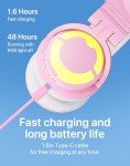 YOWU Cat Ear Headphones CE, Wired/Wireless Pink Gaming Headsets with Seamless Live Sound Experience for PC/PE/Switch/PS4/PS5, Built-in Mic & Customizable RGB Light Effect for Anime Lovers