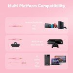 IMYB A88 Gaming Headset with Microphone, Stereo Wired Noise Cancelling Over-Ear Headphones with Mic for Pc, Ps5, Xbox One Series X/s, Ps4, Computer, Laptop, Mac, Nintendo, Gamer (Pink)