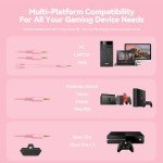 Jimonyer Gaming Headset for PC/PS4/PS5/Xbox One/Switch, Stereo Surround Sound Gaming Headphones with Noise Canceling Flexible Mic, Computer Headset with 3.5mm Jack & RGB Light(Pink)