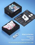 YOWU Cat Ear Headphones CE, Wired/Wireless Pink Gaming Headsets with Seamless Live Sound Experience for PC/PE/Switch/PS4/PS5, Built-in Mic & Customizable RGB Light Effect for Anime Lovers