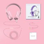 IMYB A88 Gaming Headset with Microphone, Stereo Wired Noise Cancelling Over-Ear Headphones with Mic for Pc, Ps5, Xbox One Series X/s, Ps4, Computer, Laptop, Mac, Nintendo, Gamer (Pink)