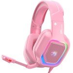 ZIUMIER Z30 Pink Gaming Headset for PS4, PS5, Xbox One, PC, Wired Over-Ear Headphone with Noise Canceling Microphone, LED RGB Light, Surround Sound,Comfortable Earmuffs (Pink)