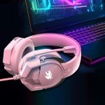 IMYB A88 Gaming Headset with Microphone, Stereo Wired Noise Cancelling Over-Ear Headphones with Mic for Pc, Ps5, Xbox One Series X/s, Ps4, Computer, Laptop, Mac, Nintendo, Gamer (Pink)