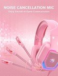 ZIUMIER Z30 Pink Gaming Headset for PS4, PS5, Xbox One, PC, Wired Over-Ear Headphone with Noise Canceling Microphone, LED RGB Light, Surround Sound,Comfortable Earmuffs (Pink)