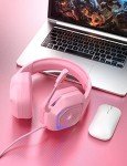 ZIUMIER Z30 Pink Gaming Headset for PS4, PS5, Xbox One, PC, Wired Over-Ear Headphone with Noise Canceling Microphone, LED RGB Light, Surround Sound,Comfortable Earmuffs (Pink)