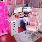 Homall Gaming Chair, Office Chair High Back Computer Chair Leather Desk Chair Racing Executive Ergonomic Adjustable Swivel Task Chair with Headrest and Lumbar Support(Pink)