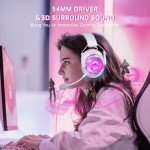 RYR Wireless Gaming Headset for Xbox Series X|S, Xbox One, PC, PS5/4, Mac, Mobile, Switch, 3D Surround Sound, Bluetooth 5.3, 60H Battery, Gaming Headphones with Detachable Noise Canceling Mic-Pink