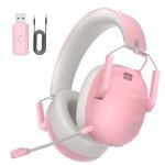 KAPEYDESI Wireless Gaming Headset for PS5, PS4, PC, NES, Bluetooth 5.3 Gaming Headsets Wireless with Noise Canceling Microphone, Gamer Headphones for Nintendo Switch, 50H Battery - Pink