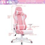 Homall Gaming Chair, Office Chair High Back Computer Chair Leather Desk Chair Racing Executive Ergonomic Adjustable Swivel Task Chair with Headrest and Lumbar Support(Pink)