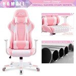 Homall Gaming Chair, Office Chair High Back Computer Chair Leather Desk Chair Racing Executive Ergonomic Adjustable Swivel Task Chair with Headrest and Lumbar Support(Pink)