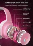 syndesmos CM7002 Gaming Headset for PS5, PS4, PC, Mac, Switch, Xbox Series, Surround Sound RGB Gaming Headphones with Noise Canceling Microphone, 50MM Dynamic Drivers, 3.5MM Audio Jack, Light Pink