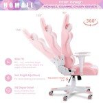 Homall Gaming Chair, Office Chair High Back Computer Chair Leather Desk Chair Racing Executive Ergonomic Adjustable Swivel Task Chair with Headrest and Lumbar Support(Pink)