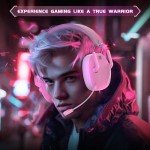 KAPEYDESI Wireless Gaming Headset for PS5, PS4, PC, NES, Bluetooth 5.3 Gaming Headsets Wireless with Noise Canceling Microphone, Gamer Headphones for Nintendo Switch, 50H Battery - Pink