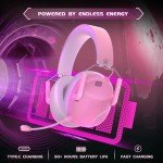 KAPEYDESI Wireless Gaming Headset for PS5, PS4, PC, NES, Bluetooth 5.3 Gaming Headsets Wireless with Noise Canceling Microphone, Gamer Headphones for Nintendo Switch, 50H Battery - Pink