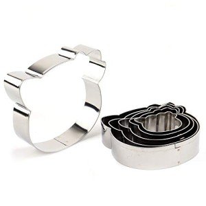 O'Creme Stainless Steel Hello Kitty Cookie Cutters 1-3/8, 1-3/4, 2-1/8, 2-5/8, 2-7/8 and 3-3/8 Inch