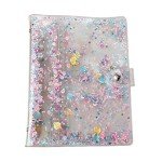 SICCOMA A5 6-Ring Loose Leaf Binder Cover PVC Glitter A5 Planner Binder Cover Notebook Binder Refillable Notebook Shell (6.7”x9.2”) for Round-Ring Planner Pages (Inner Paper Not Included)