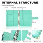 A5 Refillable 6 Ring Faux Leather Budget Binder,Mini Notebook Binder Cover for A5 Filler Paper,Loose Leaf Personal Planner Cover with Magnetic Buckle Closure (Marble Green)