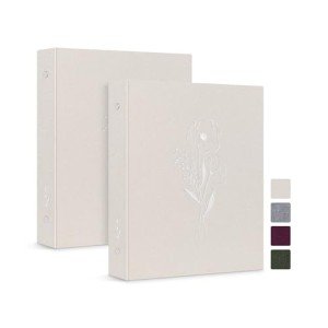Lanpn Aesthetic A5 6 Ring Binder 2 Packs, Linen Hardcover 0.75 inch Small Round Rings Photocard Folder Holder Planner Fits A5 Paper for Office School Journaling Collections (Beige)