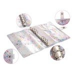 SICCOMA A5 6-Ring Loose Leaf Binder Cover PVC Glitter A5 Planner Binder Cover Notebook Binder Refillable Notebook Shell (6.7”x9.2”) for Round-Ring Planner Pages (Inner Paper Not Included)
