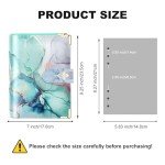 A5 Refillable 6 Ring Faux Leather Budget Binder,Mini Notebook Binder Cover for A5 Filler Paper,Loose Leaf Personal Planner Cover with Magnetic Buckle Closure (Marble Green)