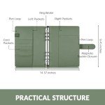 Sooez A5 Notebook Binder, 6 Ring Planner with Stylish Design, Loose Leaf Personal Organizer Binder Cover with Magnetic Buckle Closure, PU Leather Binder for Women with Macaron Colors(Olive Green)