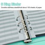 A5 Refillable 6 Ring Faux Leather Budget Binder,Mini Notebook Binder Cover for A5 Filler Paper,Loose Leaf Personal Planner Cover with Magnetic Buckle Closure (Marble Green)
