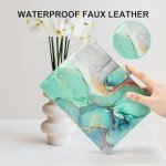 A5 Refillable 6 Ring Faux Leather Budget Binder,Mini Notebook Binder Cover for A5 Filler Paper,Loose Leaf Personal Planner Cover with Magnetic Buckle Closure (Marble Green)