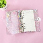 SICCOMA A5 6-Ring Loose Leaf Binder Cover PVC Glitter A5 Planner Binder Cover Notebook Binder Refillable Notebook Shell (6.7”x9.2”) for Round-Ring Planner Pages (Inner Paper Not Included)