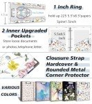 A5 Binder 3 Ring 1 Inch for 5.5"x8.5" Paper, Cute Mini Three Ring Binders with Clipboard,5-Tab Dividers,Interior Pocket, Spine Label, BVSSX Small Binder with Pen Holder, Blue Bloom