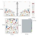 A5 Binder 3 Ring 1 Inch for 5.5"x8.5" Paper, Cute Mini Three Ring Binders with Clipboard,5-Tab Dividers,Interior Pocket, Spine Label, BVSSX Small Binder with Pen Holder, Blue Bloom