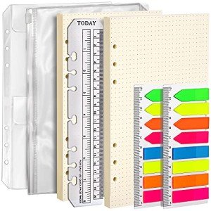 LEOBRO A5 Paper, Dotted Paper for A5 Binder, Planner Inserts, with Binder Pocket, Index Tabs, Ruler, Refill for Planner Notebook Journal