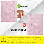 FYY Leather A5 Binder 6 Ring Binder Notebook - Refillable Notebook A5 Planner Binder with Binder Pockets, A5 Dividers, A5 Refill Paper, PU Leather Travel Binder Journal Cover Binder Marble Pink