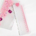 4Pcs Clear Frosted A5 A6 Page Marker Page Finder Ruler Plastic Bookmark Rulers Loose Leaf Ruler Measuring Ruler for A5 Size 6-Hole Binder Notebook