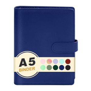 A5 Budget Binder,Mini Photocard Binder for A5 Filler Paper, Loose Leaf Personal Planner with Magnetic Buckle Closure(Dark Blue)