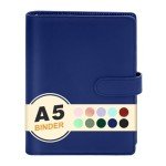 A5 Budget Binder,Mini Photocard Binder for A5 Filler Paper, Loose Leaf Personal Planner with Magnetic Buckle Closure(Dark Blue)