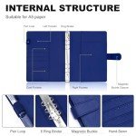 A5 Budget Binder,Mini Photocard Binder for A5 Filler Paper, Loose Leaf Personal Planner with Magnetic Buckle Closure(Dark Blue)