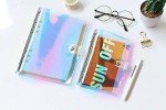 Chris.W A5 6-Ring Binder Cover Refillable Notebook Shell with Snap Button Closure for Ring-Bound Planner Pages, Dazzling Rainbow Color(Inner Paper Not Included)