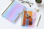 Chris.W A5 6-Ring Binder Cover Refillable Notebook Shell with Snap Button Closure for Ring-Bound Planner Pages, Dazzling Rainbow Color(Inner Paper Not Included)