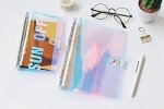 Chris.W A5 6-Ring Binder Cover Refillable Notebook Shell with Snap Button Closure for Ring-Bound Planner Pages, Dazzling Rainbow Color(Inner Paper Not Included)