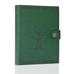 SEEHAN A5 Binder Leather Journal A5 Planner Notebook 6 Rings Binder Tree Journal for Writing (SHNT01)