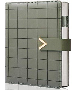 CAGIE A5 6 Ring Binder Refillable Planner Notebook 6 Hole Binder Organizer Business Planner Agenda for Men Women Spiral Leather Journal Writing Notebook Green