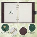 SEEHAN A5 Binder Leather Journal A5 Planner Notebook 6 Rings Binder Tree Journal for Writing (SHNT01)