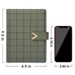 CAGIE A5 6 Ring Binder Refillable Planner Notebook 6 Hole Binder Organizer Business Planner Agenda for Men Women Spiral Leather Journal Writing Notebook Green