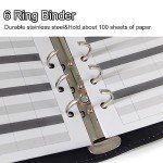 A6 Refillable 6 Ring Faux Leather Budget Binder,Mini Notebook Binder Cover for A6 Filler Paper,Loose Leaf Personal Planner Cover with Magnetic Buckle Closure (Marble White)