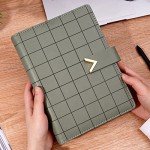 CAGIE A5 6 Ring Binder Refillable Planner Notebook 6 Hole Binder Organizer Business Planner Agenda for Men Women Spiral Leather Journal Writing Notebook Green