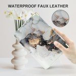 A6 Refillable 6 Ring Faux Leather Budget Binder,Mini Notebook Binder Cover for A6 Filler Paper,Loose Leaf Personal Planner Cover with Magnetic Buckle Closure (Marble White)