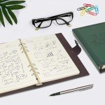 SEEHAN A5 Binder Leather Journal A5 Planner Notebook 6 Rings Binder Tree Journal for Writing (SHNT01)